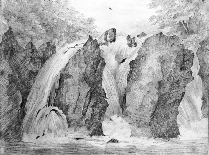Mendelssohn sketch of the Falls of Braan, Dunkeld, Perthshire